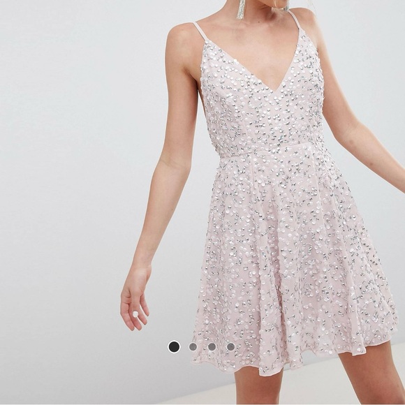 ASOS DESIGN delicate sequin plunge mini dress with full skirt - Picture 1 of 4